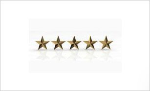 Five gold stars lined up in a row.